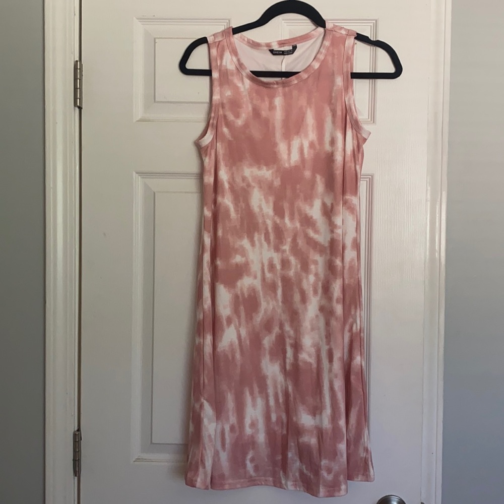 Pink and white tie-dye tie-dye dress size s
